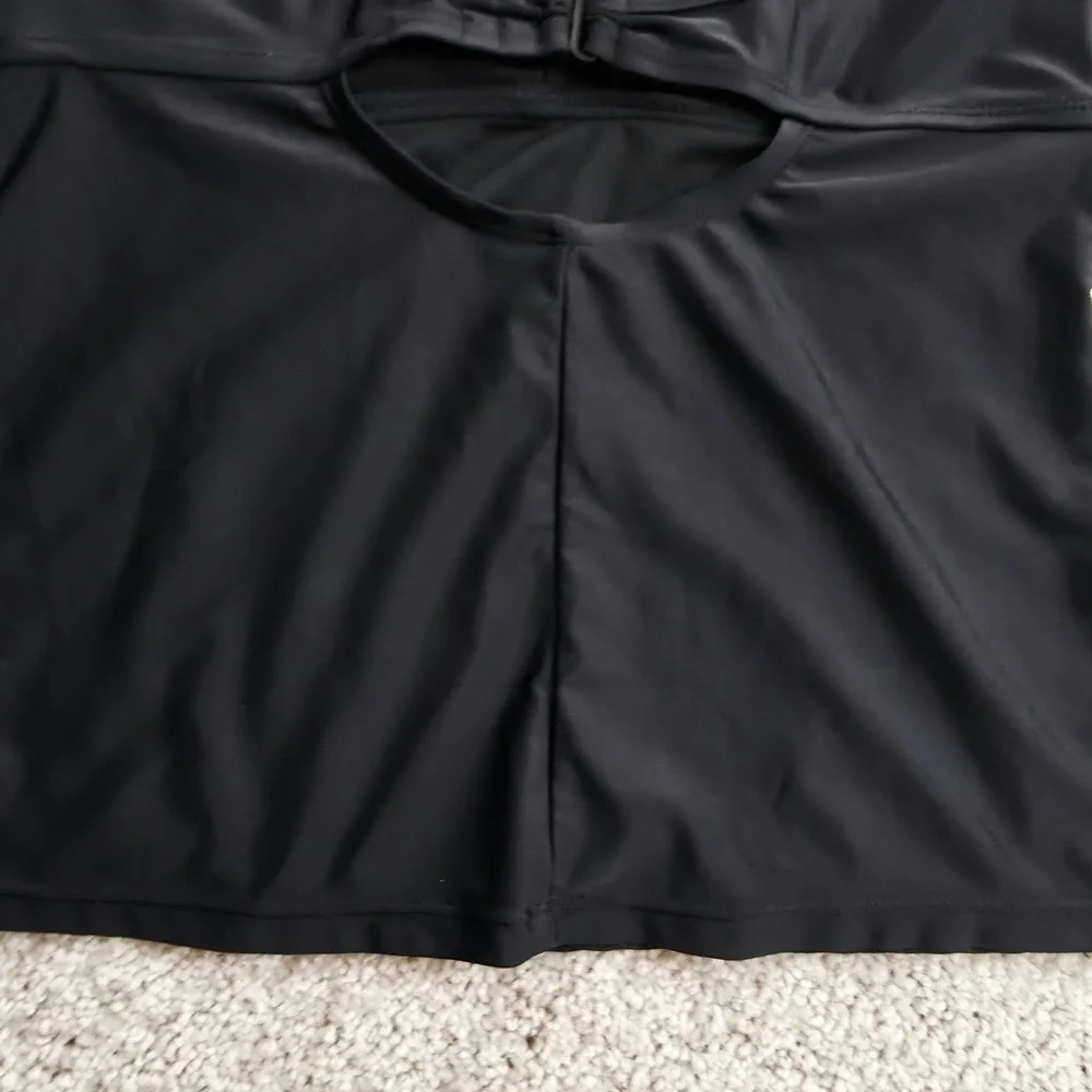 Collections by Catalina‎ Tankini Top Womens S 4-6 Black Ruched Flattering Swim